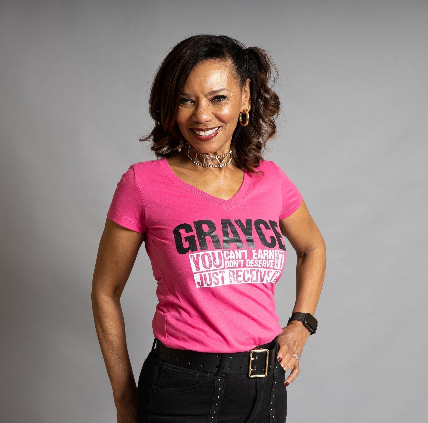 GRAYCE You Can't Earn It You Don't Deserve It V-Neck Tee