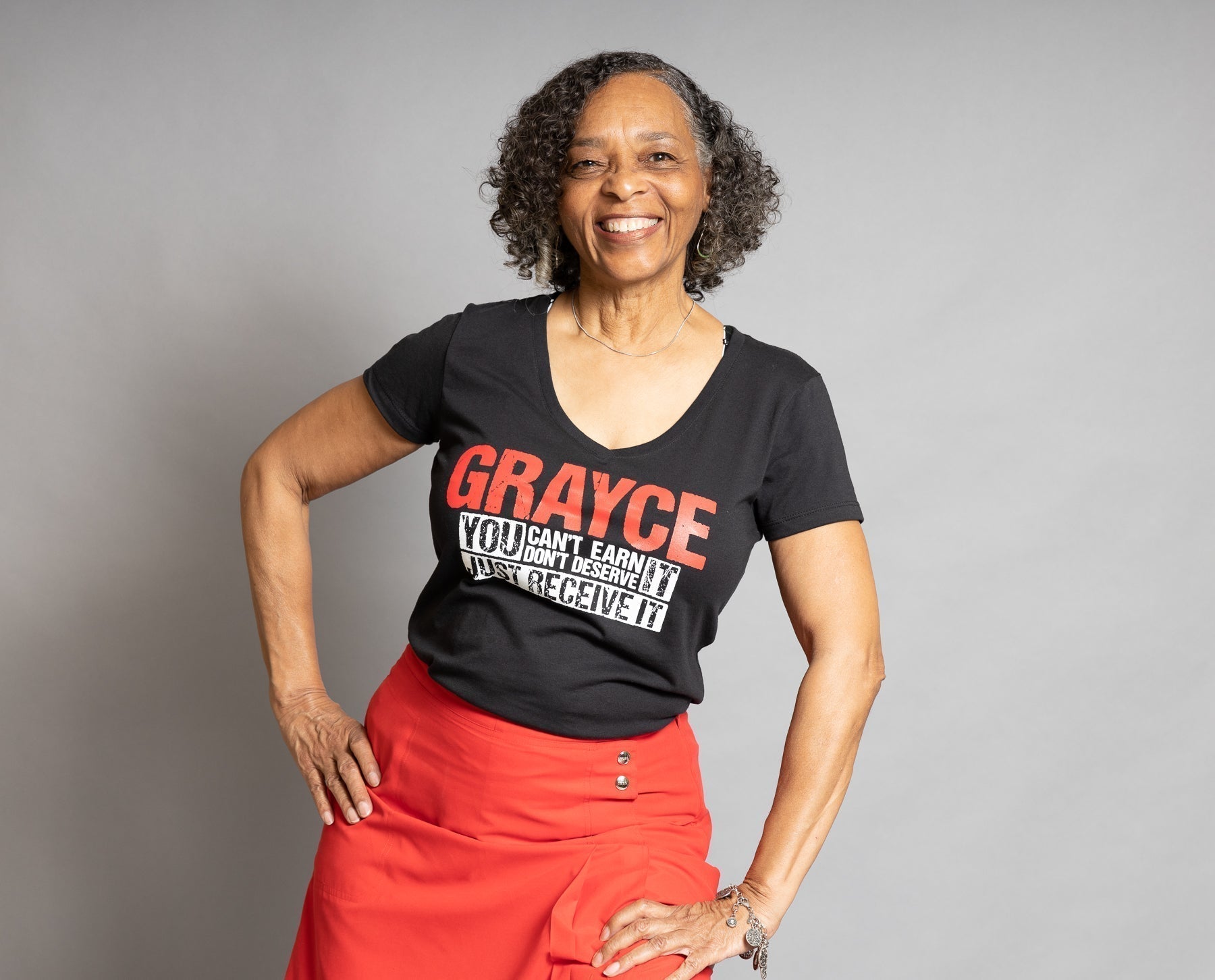 GRAYCE You Can't Earn It You Don't Deserve It V-Neck Tee